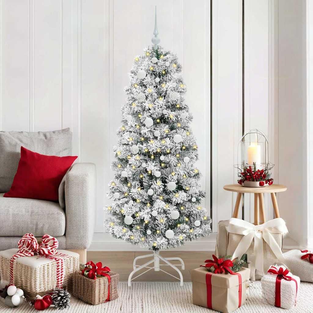 "Schlussverkauf" Künstlicher klappbarer Weihnachtsbaum - Tannenbaum - Kunstbaum moderne - Grün und Weiß 150 cm C12941