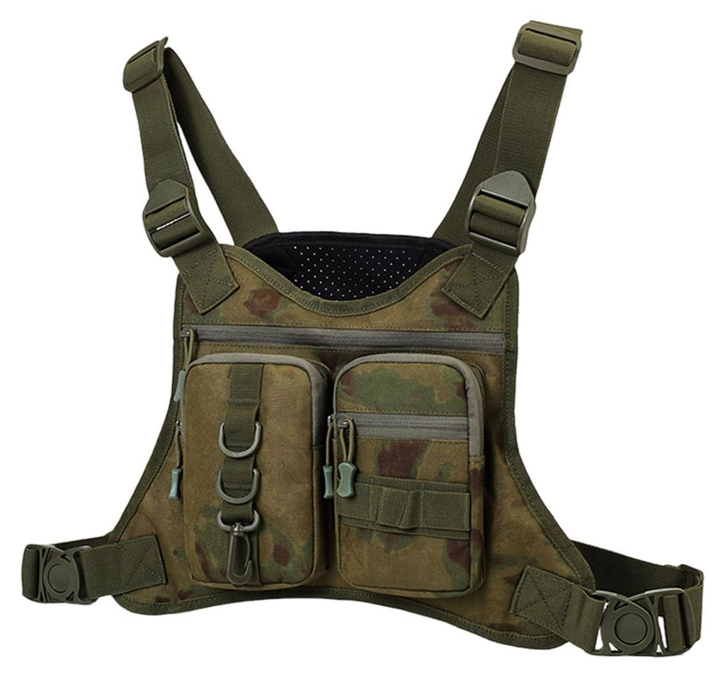 Outdoor-Sport-Brusttasche für Herren, Laufweste mit mehreren Fächern, EDC-Reisebrusttasche für Training, Radfahren, Wandern