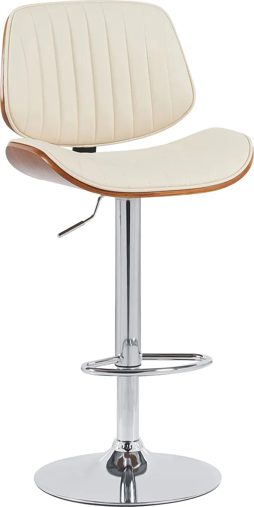 Tabouret comptoir Clawson bois noyer crème - Style bistrot chic