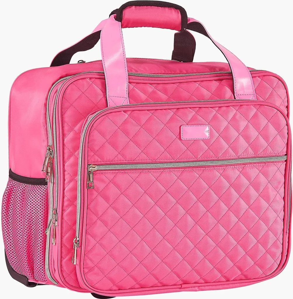 Trolley per Notebook 17.3" Valigetta PC Rosa Imbottita con Ruote - 9