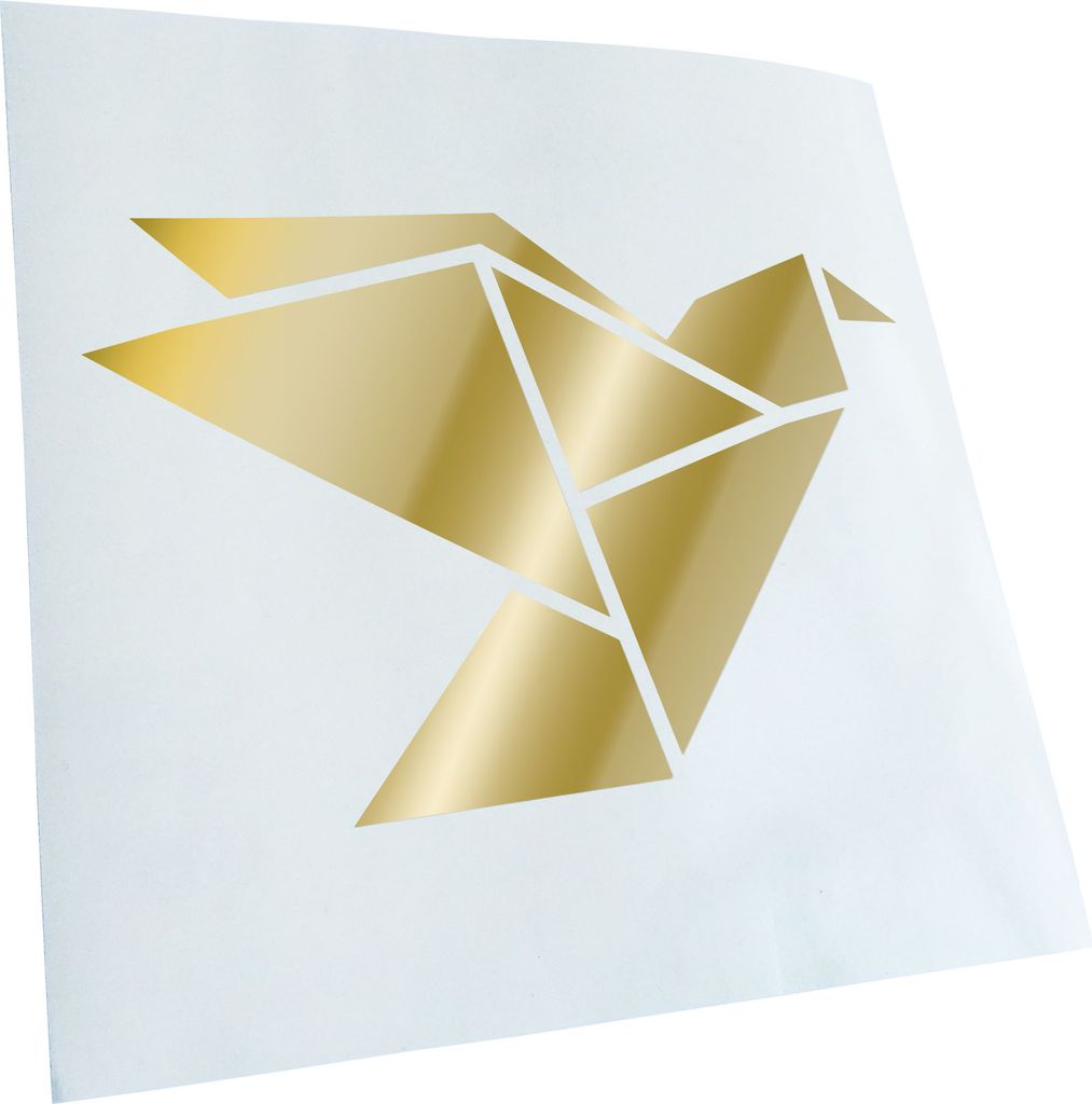 Kiwistar - Autoaufkleber - Papierfalten Vogel M1 - Goldchrom - 30x20cm - Aufkleber für Auto, Laptop, Fahrrad, LKW, Motorrad mehrfarbig JDM Decal R...