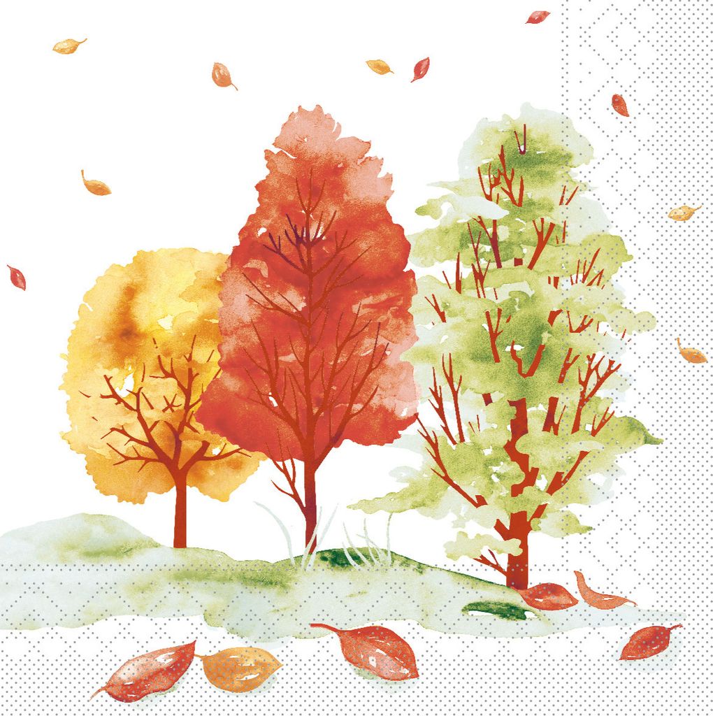 Tissue Serviette Herbstwald, 3-lagig, 33 x 33 cm, 100 Stück - Mank