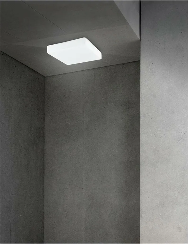 Elegante plafoniera da bagno Cube in vetro opalino bianco, Variante: 1 x 40 W, 205 x 205 x 70 mm