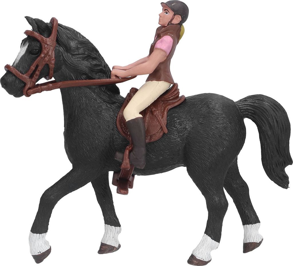 Pferde Figur mit Reiter in Rosa, Rodeo Bauernhof Spielzeug für Kinder, Simuliertes Pferd Modell, Geschenk und Dekoration