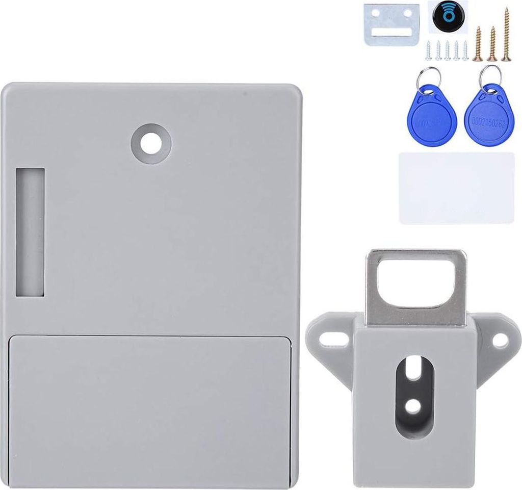 125-kHz-Smart-Schrankschloss, elektronische RFID-Kartenöffnung für Saunabibliotheken, Garderobenfabriken und Büros – kein Bohren (grau)