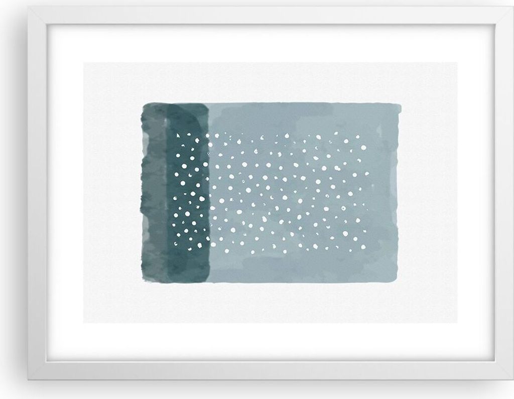 Gerahmtes Poster - Weißer Rahmen - Aquarell Modern Blau - 40x30 cm - Wand Bild - Wanddeko - Wandbilder - Kunstposter - Wandposter - Bilderrahmen -...