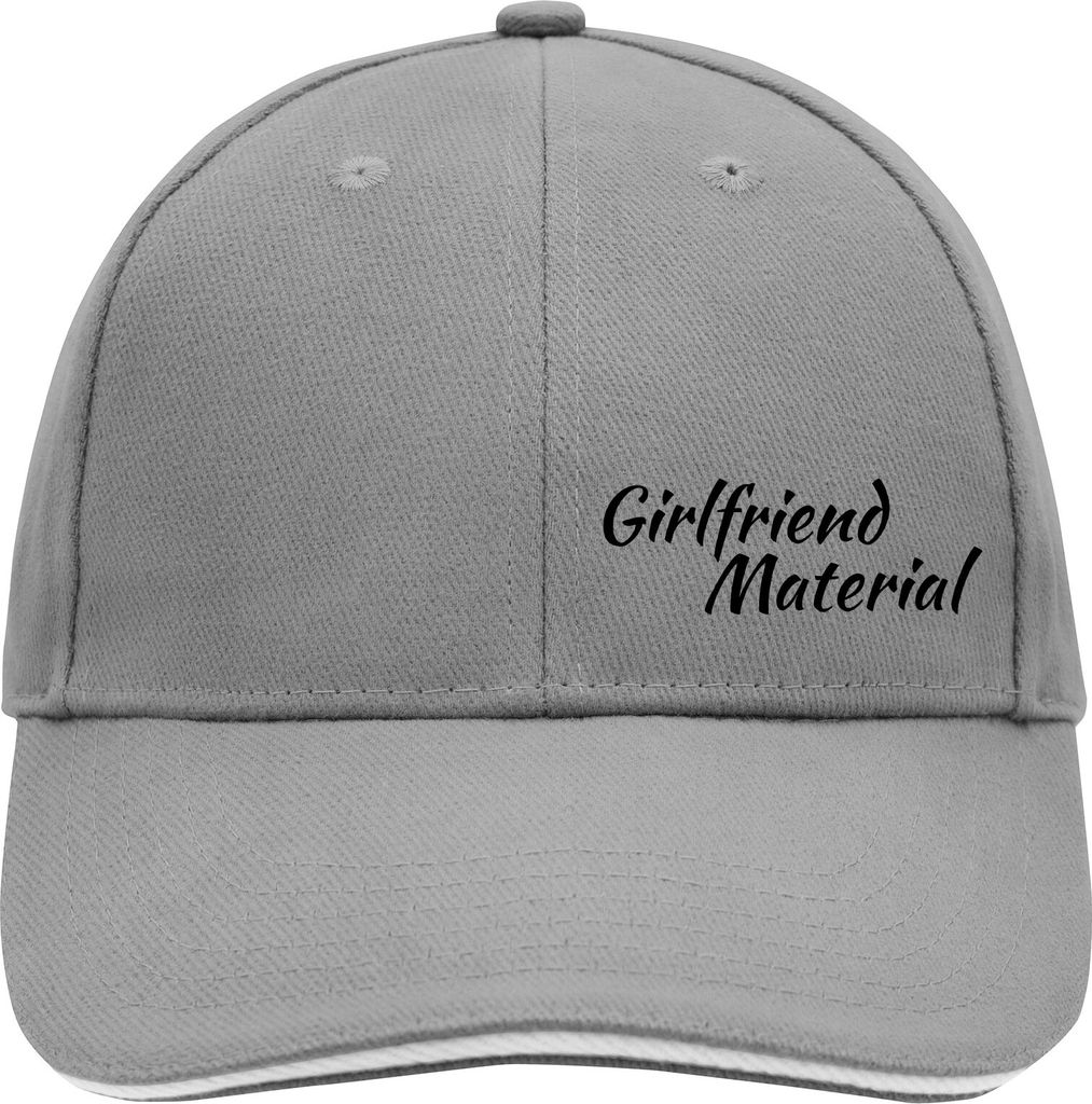 Huuraa Cappy Mütze Girlfriend Material Schriftzug Dark Grey/White Baumwolle 6-Panel Kappe Geschenkidee