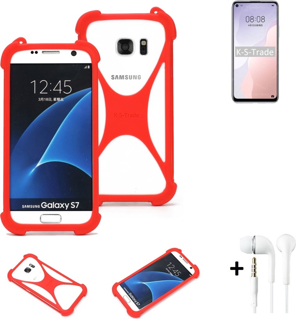 Handy-hülle + Kopfhörer kompatibel mit Huawei nova 7 SE 5G Vitality Edition Schutz-hülle Bumper Silikon Schutz Hülle Cover Case Silikoncase