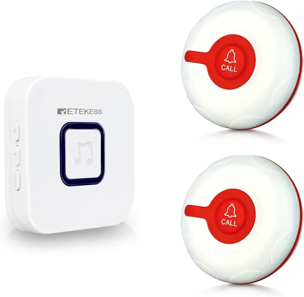 Bouton d'alerte pour aide à domicile avec récepteur sonore puissant