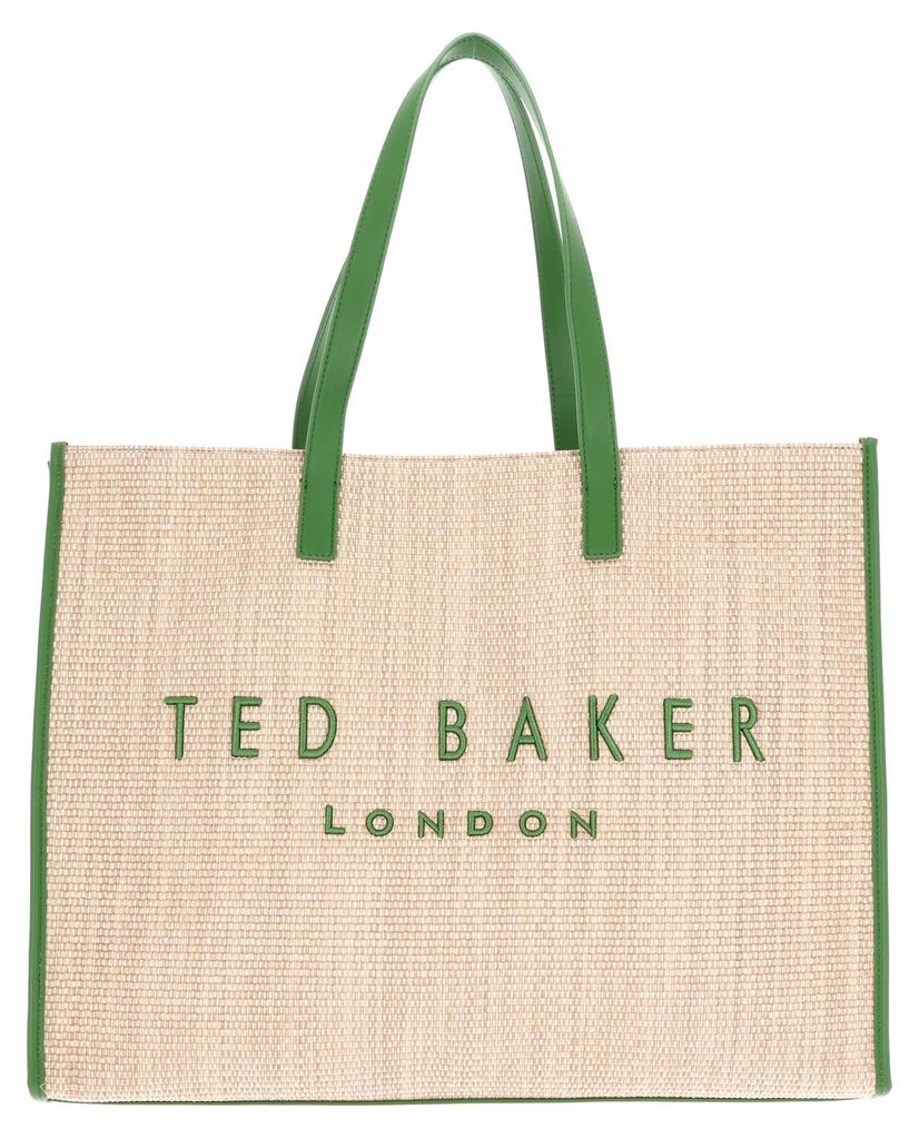 Ted Baker Shopper Pallmer Faux Raffia Large Icon Bag Green beige