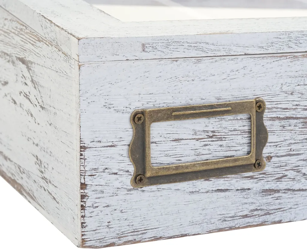 Commode de table et boîte à thé en bois blanc shabby chic avec tiroirs