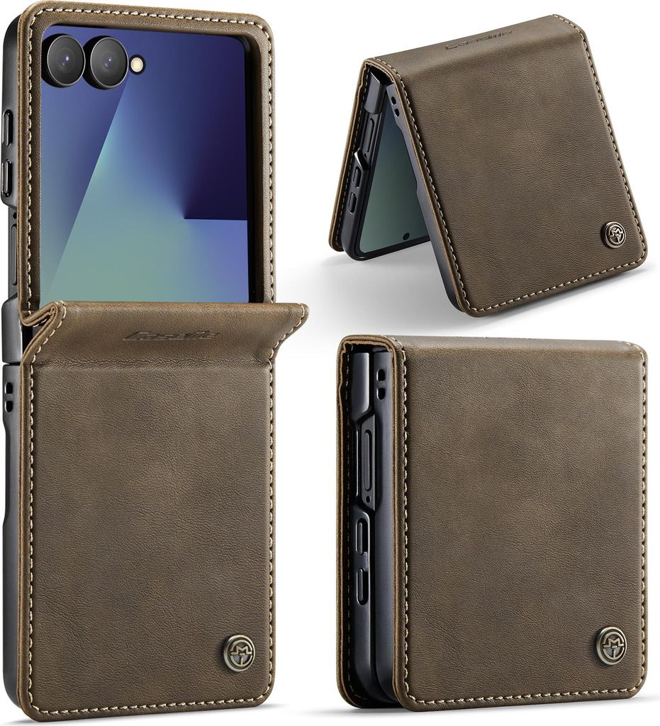 Handyhülle für Samsung Galaxy Z Flip 7 Klapphülle Leder Hülle Braun