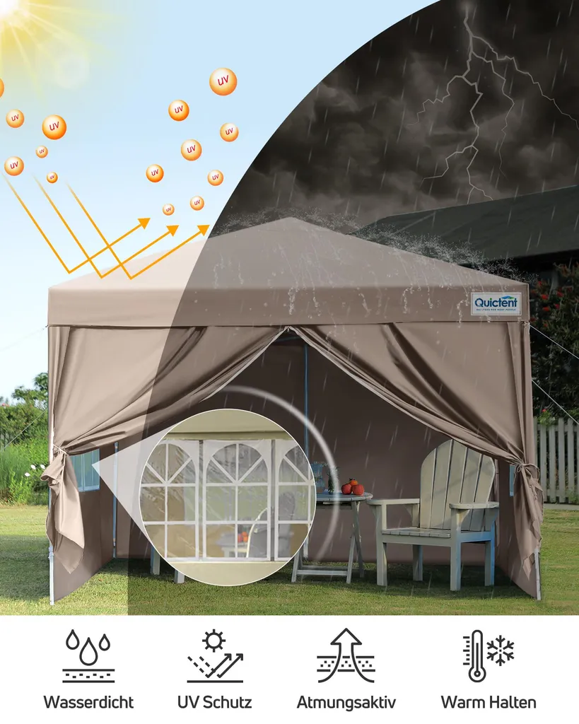 Pavillon pliable 3x3 stable et imperméable : la solution contre le vent - 4