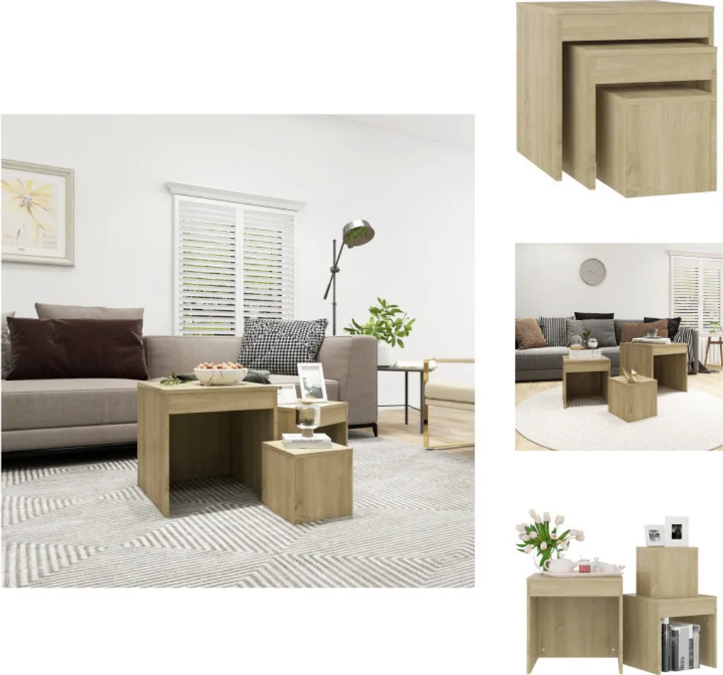 Tavolini Impilabili 3 pz vidaXL Legno Rovere Sonoma - Salvaspazio