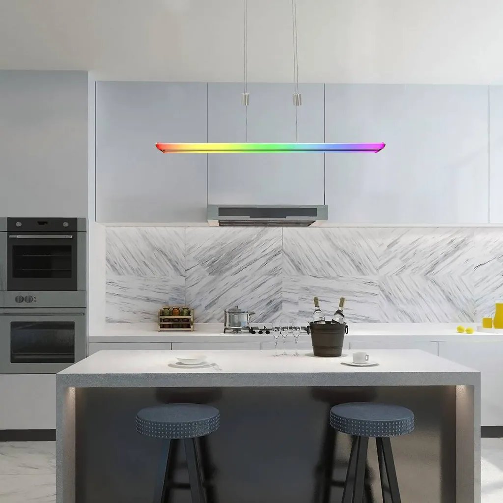 Luminaire suspendu LED 24W dimmable avec télécommande chrome satiné