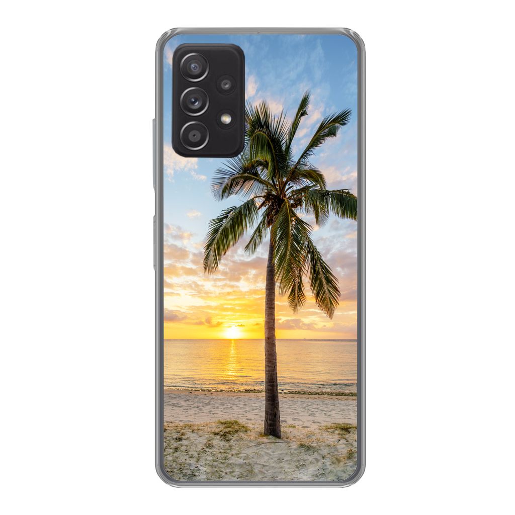 MuchoWow Handyhülle Schutzhülle Hülle für Samsung Galaxy A53 5G Strand - Palme - Sonnenuntergang Silikon Softcase Handy Hülle - Schutzabdeckung