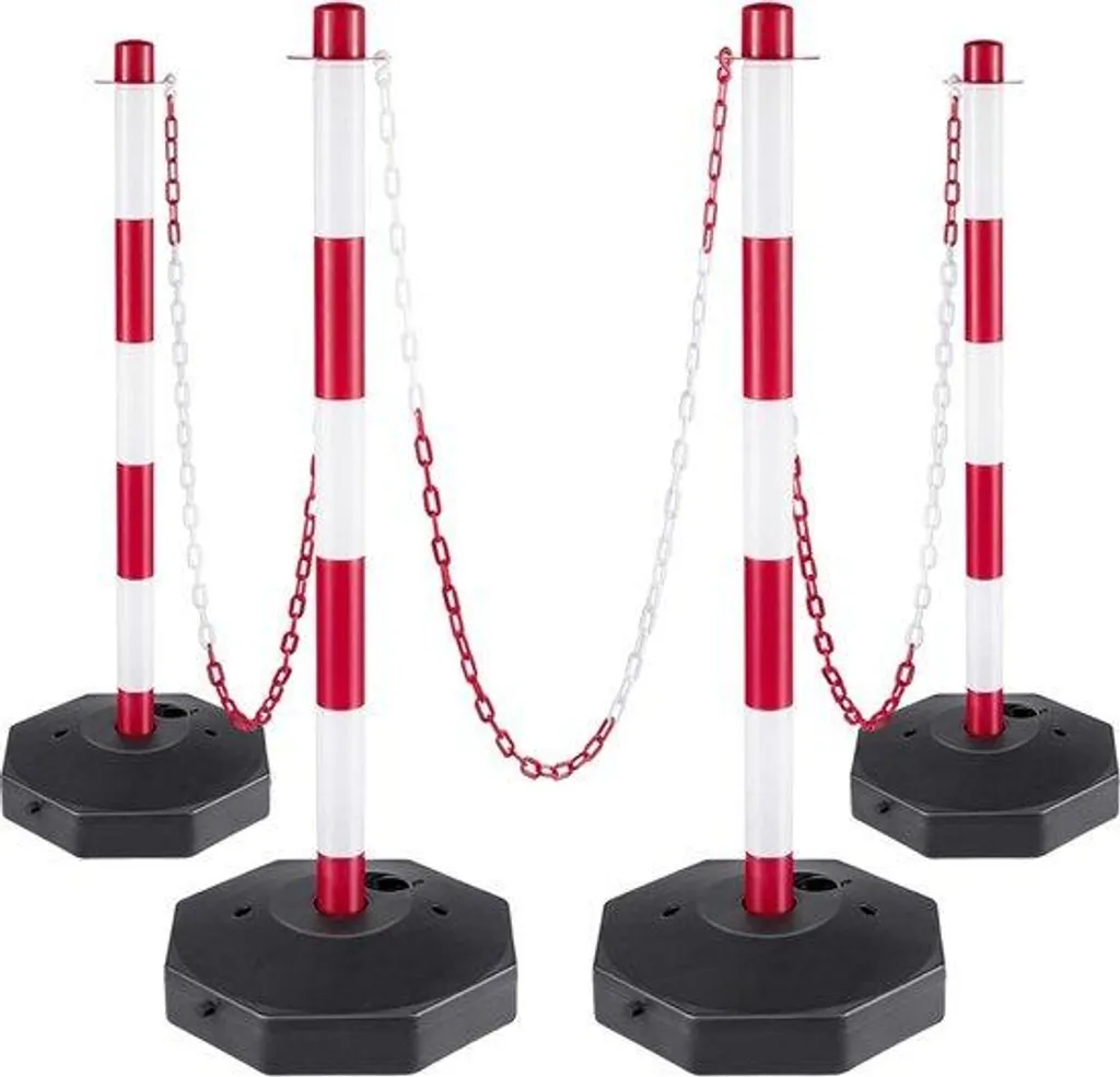 Lot de poteaux de balisage avec chaîne blanche 9,8 mètres en polypropylène
