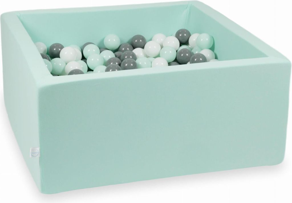 Dry Mint Pool 90x90x40 mit 400 Bällen: weiß, grau, hellmint