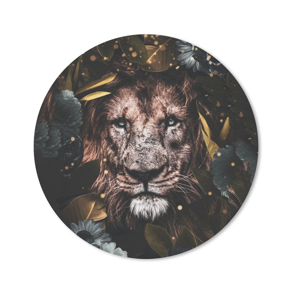 MuchoWow Mauspad Mousepad Löwe - Wilde Tiere - Blumen - Licht 20x20 cm - Mousepads - Maus Mat - Pad - Mausunterlage - Schreibtischmatte
