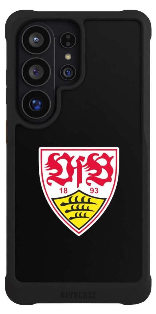 NIVOCASE Hülle für Samsung Galaxy S26 Ultra Stoßfeste Handyhülle NIVOmax Case Schwarz Offizielles Lizenzprodukt VfB Stuttgart Wappen