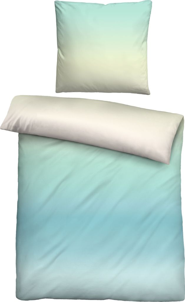 biberna Seersucker Bettwäsche 0025006 FARBVERLAUF color: aqua, size: 1x 155x200 cm + 1x 80x80 cm
