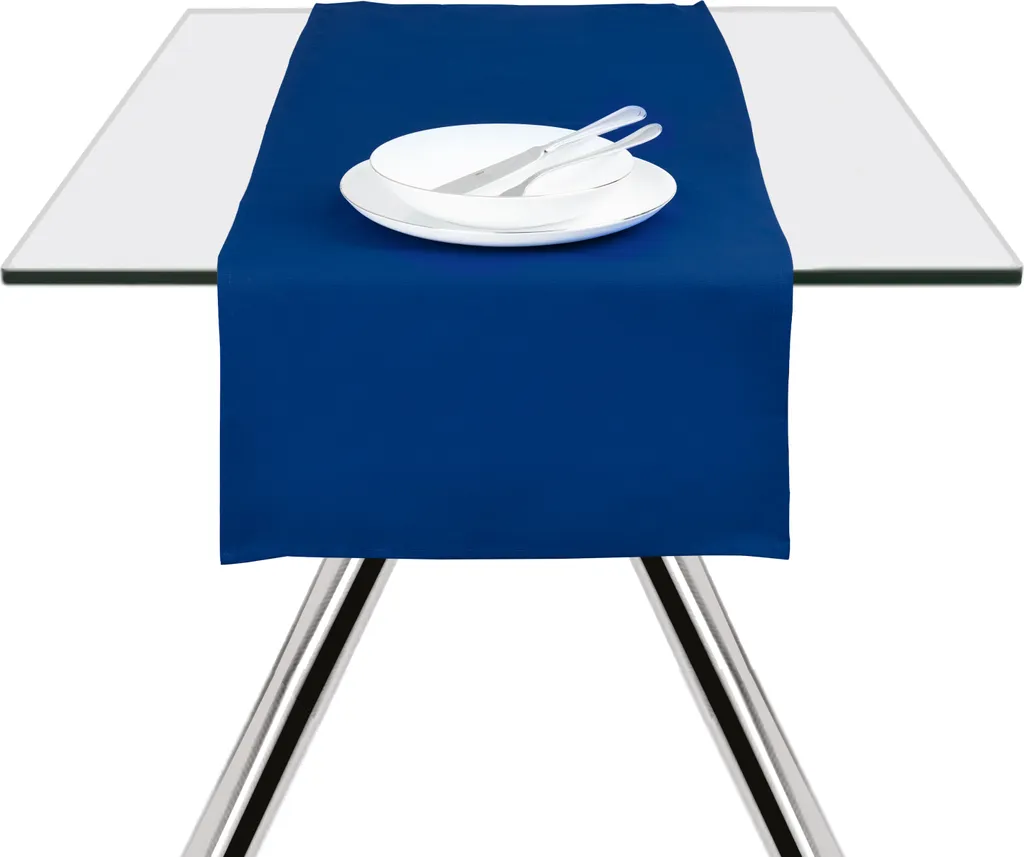 Excelsa Chemin de Table Panama Color Coton 140x45 cm Bleu Outremer