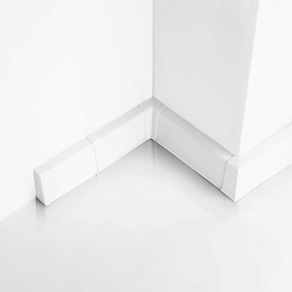 DQ-PP Sockelleiste PVC 200cm + Dübel | Kabelkanal | Fussleiste | Farbe: Weiß | Höhe: 55mm | ; LPB55.2M