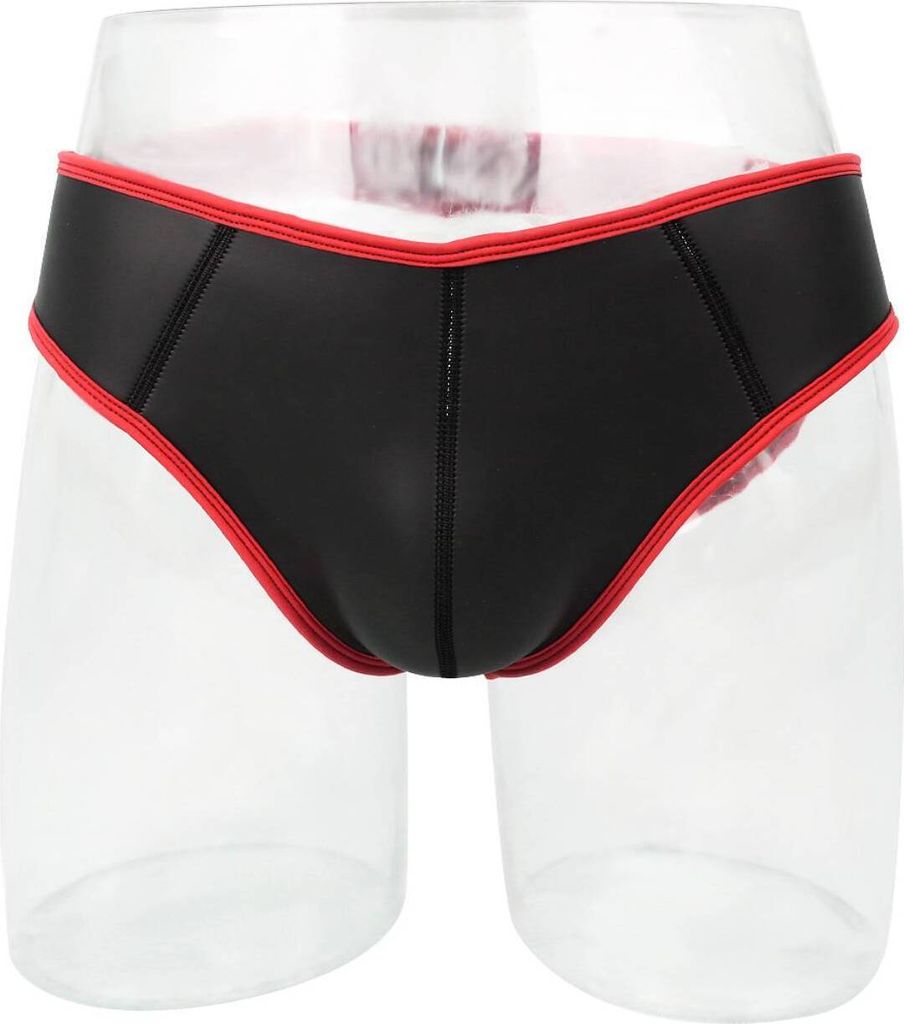 Rude Rider Neoprene Brief Open Back Bottoms Black/Red M
