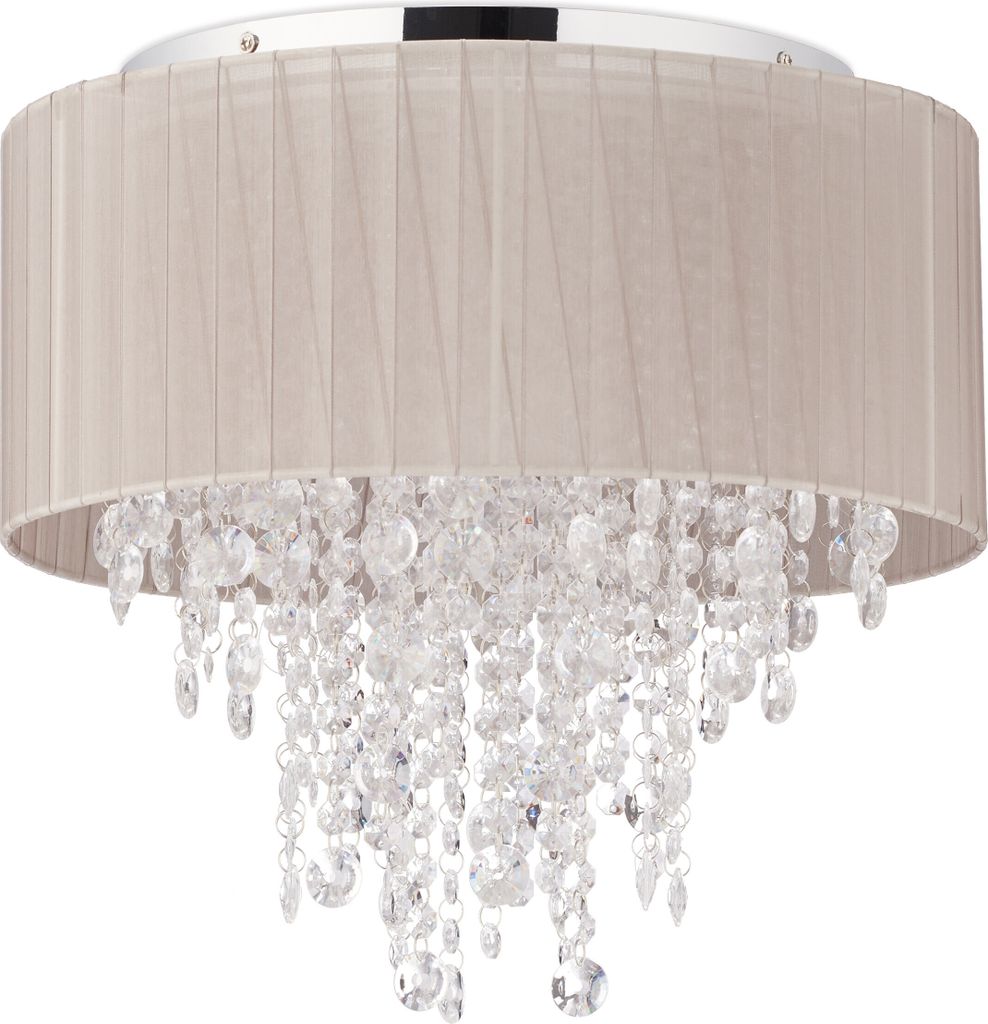 Relaxdays Deckenlampe Kristall, Lampenschirm aus Organza, Produktbild 