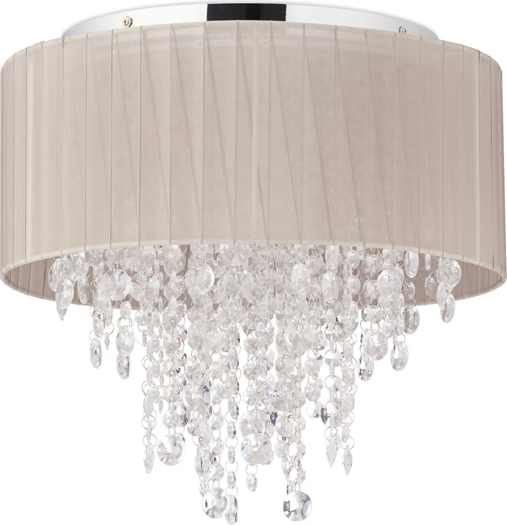 Relaxdays Lampe de Plafond Organza et Cristal - Luminaire Design 50 cm