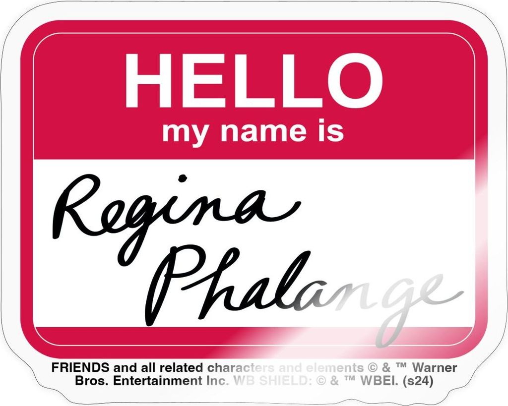 Spreadshirt Friends Regina Phalange Namensschild-Design Sticker Aufkleber, 10 x 10 cm, Transparent glänzend
