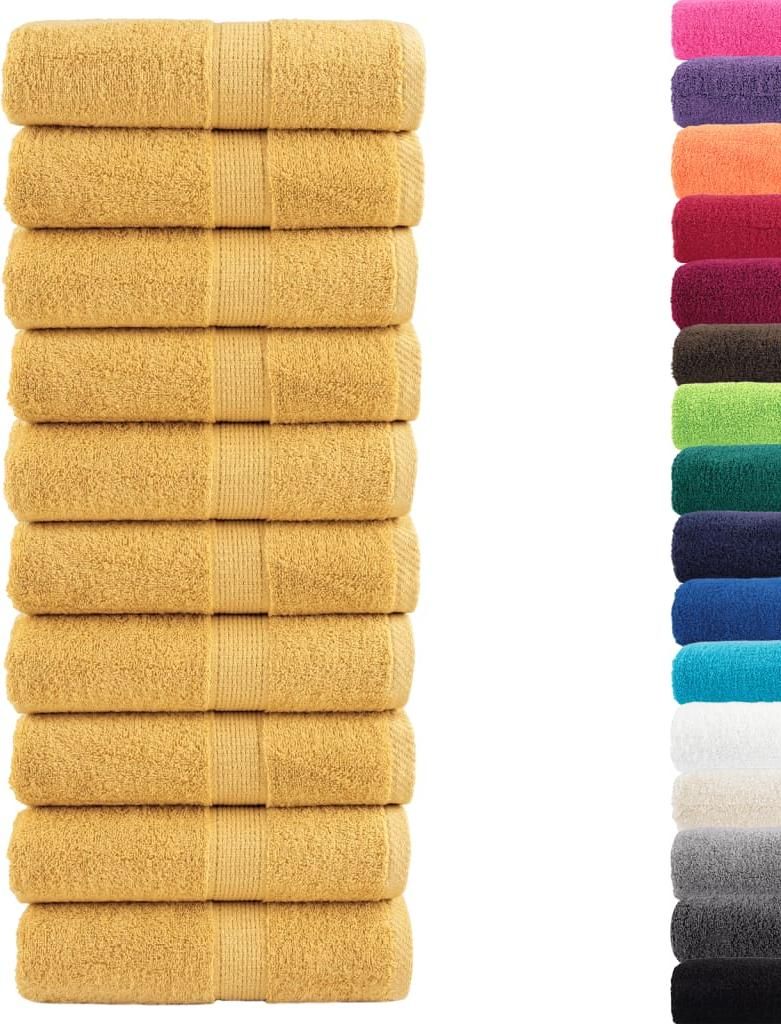 vidaXL Premium Gästetücher SOLUND 10 Stk. Gold 30x50 cm 600 g/m²