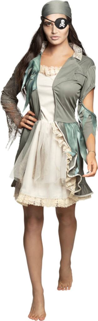 Verführerische Phantom-Piratin Damenkostüm für Karneval beige-grün M/L (40/42)