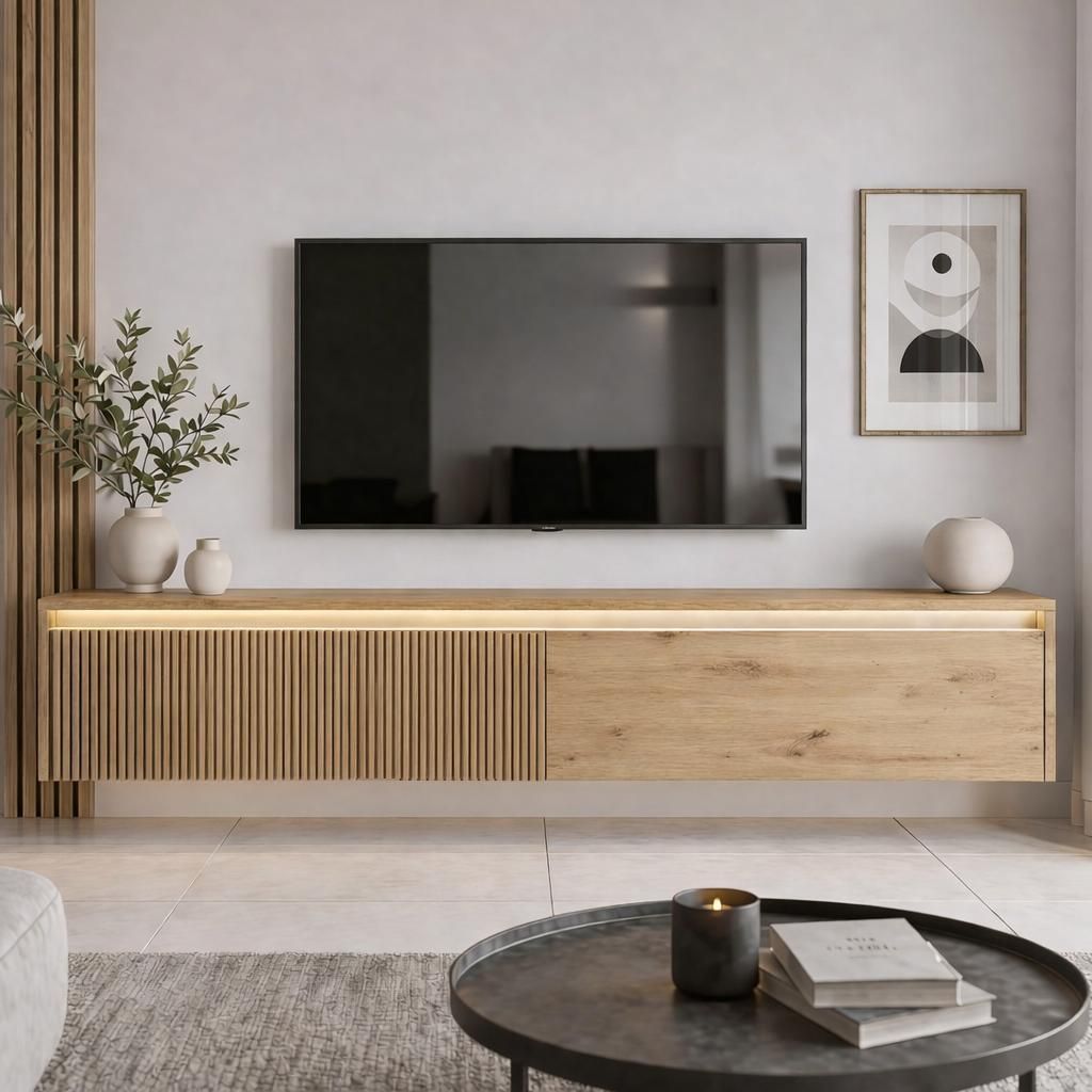 Modernes TV-Lowboard 170 cm LUMI IV Artisan Eiche - Produktbild 