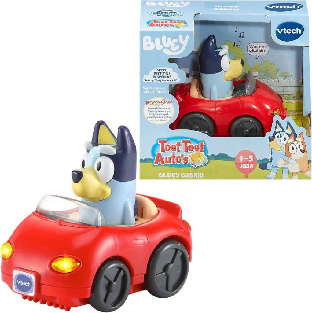 Voiture jouet VTech Toet Toet Auto Bluey Cabrio interactive et solide