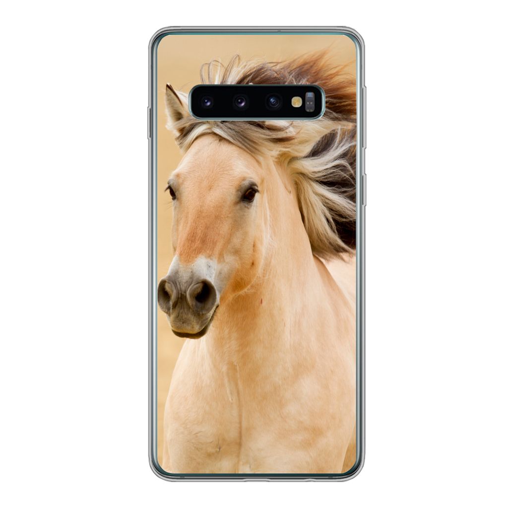 MuchoWow Handyhülle Schutzhülle Hülle für Samsung Galaxy S10 Pferde - Tiere - Mähne - Porträt Silikon Softcase Handy Hülle - Handytasche