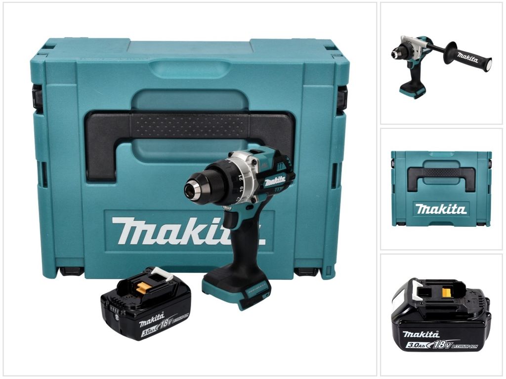 Makita DDF 486 F1J Akku Bohrschrauber 18 V 130 Nm Brushless + 1x Akku 3,0 Ah + Makpac - ohne Ladegerät