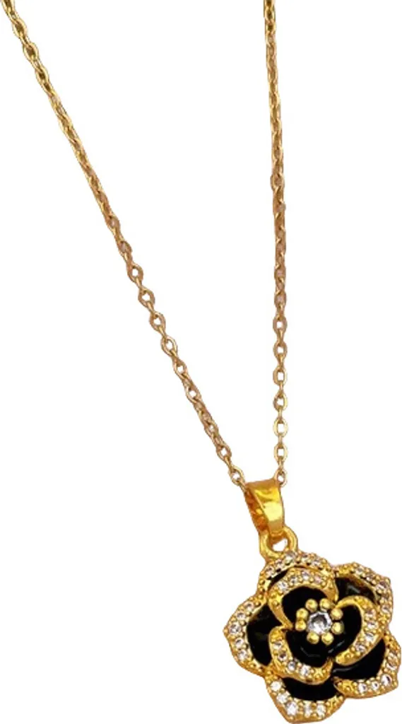 Collana Street Style Iniziale A Oro e Nero KP21718 - Gioiello Trendy - 1