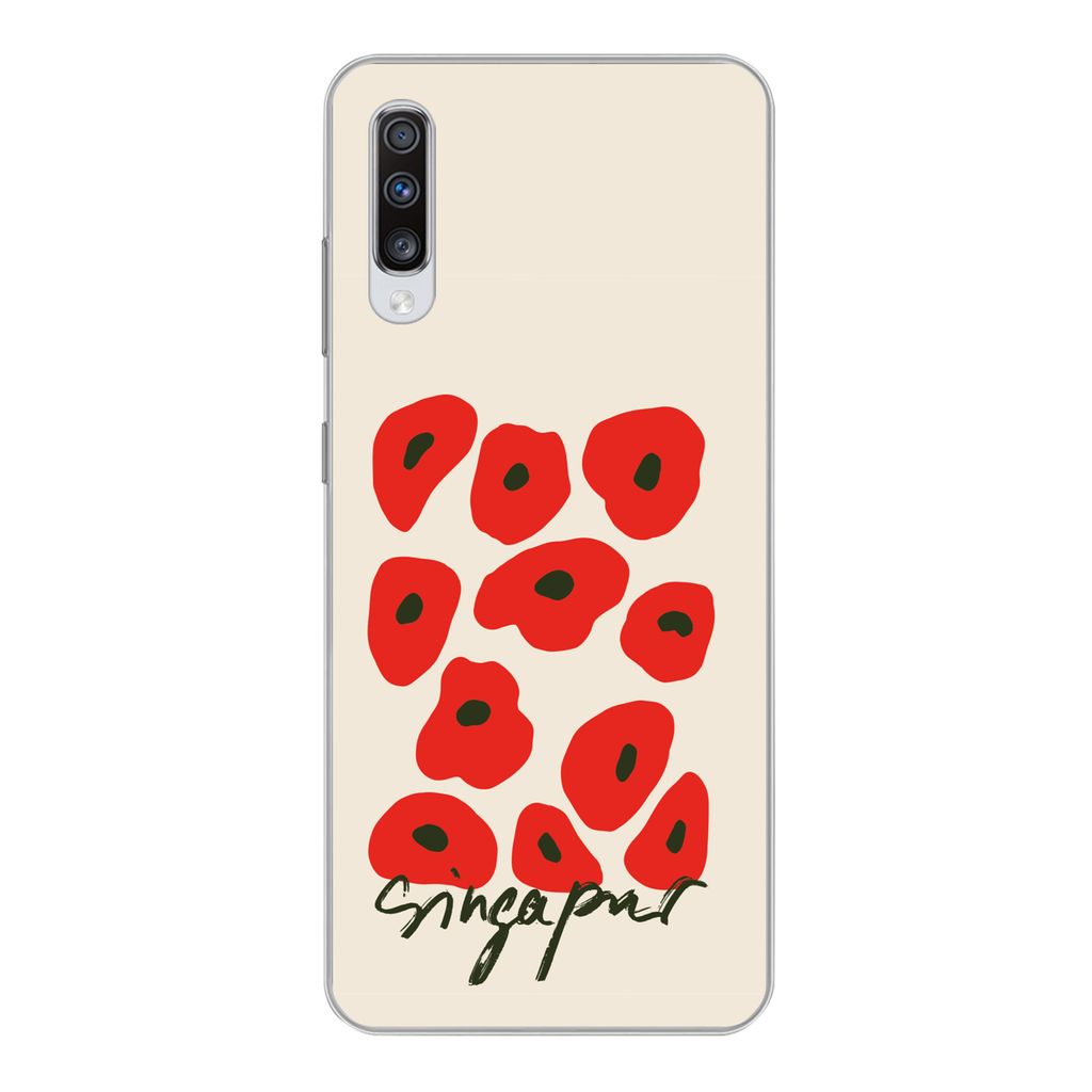 MuchoWow Handyhülle Schutzhülle Hülle für Samsung Galaxy A70 Blumen - Mohn - Muster Silikon Softcase Handy Hülle - Schutzhaube