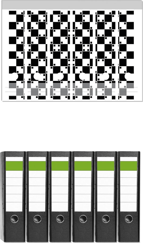 Wallario 6 Stück breite Ordner inkl. Klebeetiketten mit Motive Optische Täuschung - Illusion - schwarz weiß II - Set mit Rückenschildern / Ordn...
