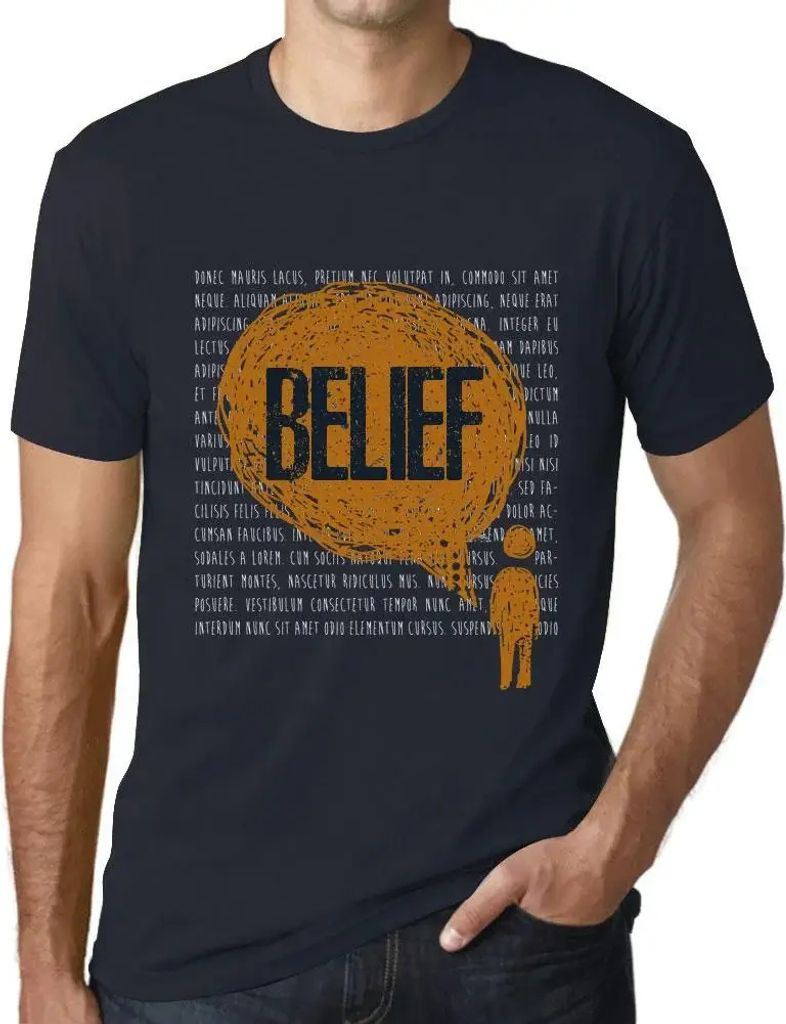 Herren Grafik T-Shirt Gedanken Glaube – Thoughts Belief – Öko-Verantwortlich Vintage Jahrgang Kurzarm Lustige Druck Geburtstag Geschenk Mann