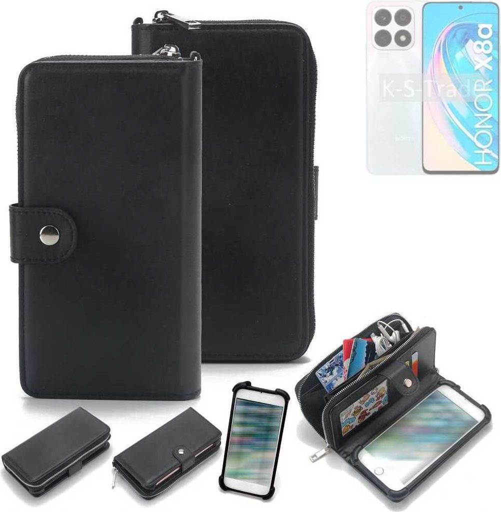 K-S-Trade 2in1 Handyhülle Schutzhülle kompatibel mit Honor X8a 5G & Portemonnee Cover Handy Hülle Case Etui Geldbörse Wallet Bookstyle Hülle