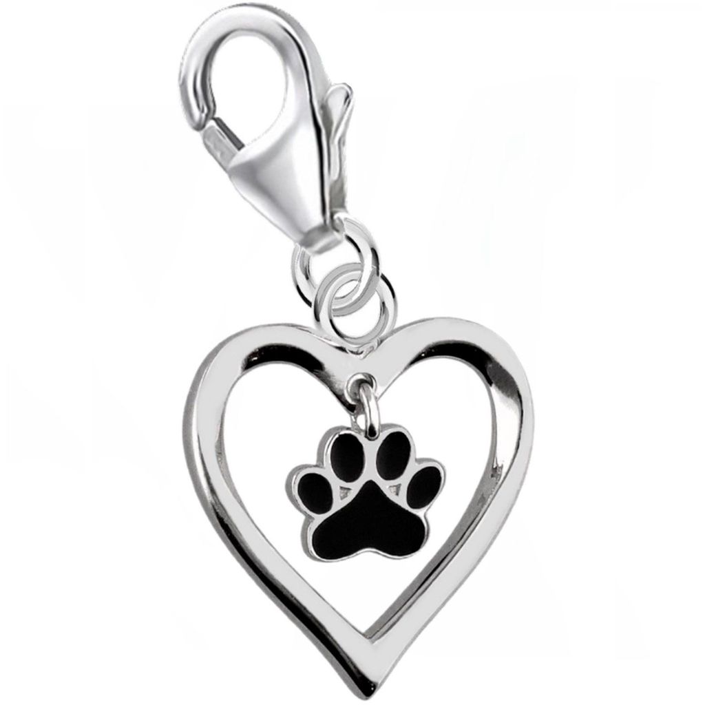 Herz für Tiere - Eleganter Tierpfote Charm Anhänger I Echtschmuck

