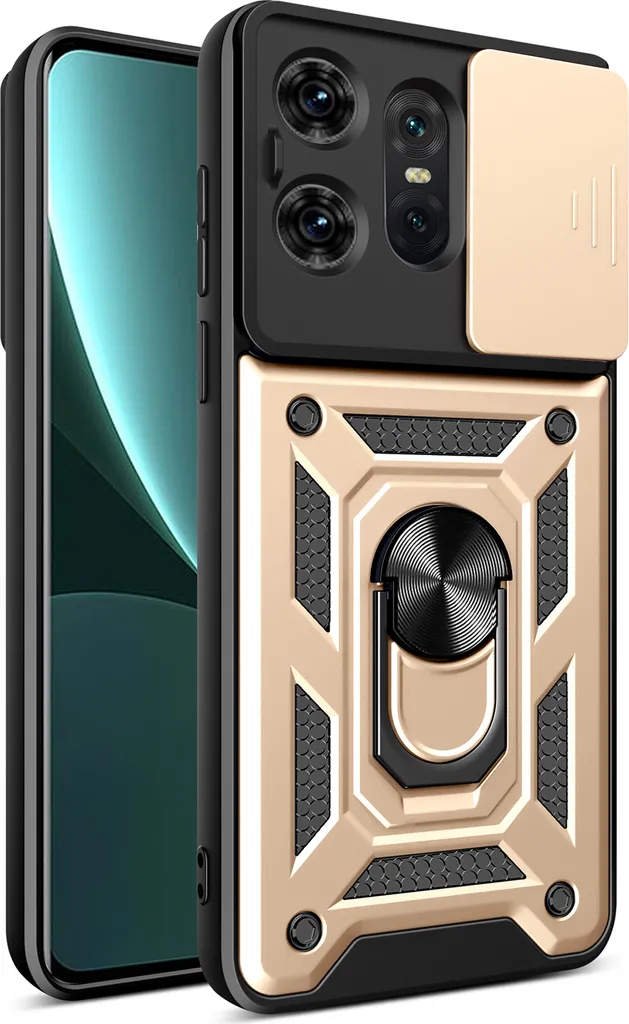 Custodia Anti-Urti Motorola Edge 50 Pro Oro - Supporto Anello e Camera