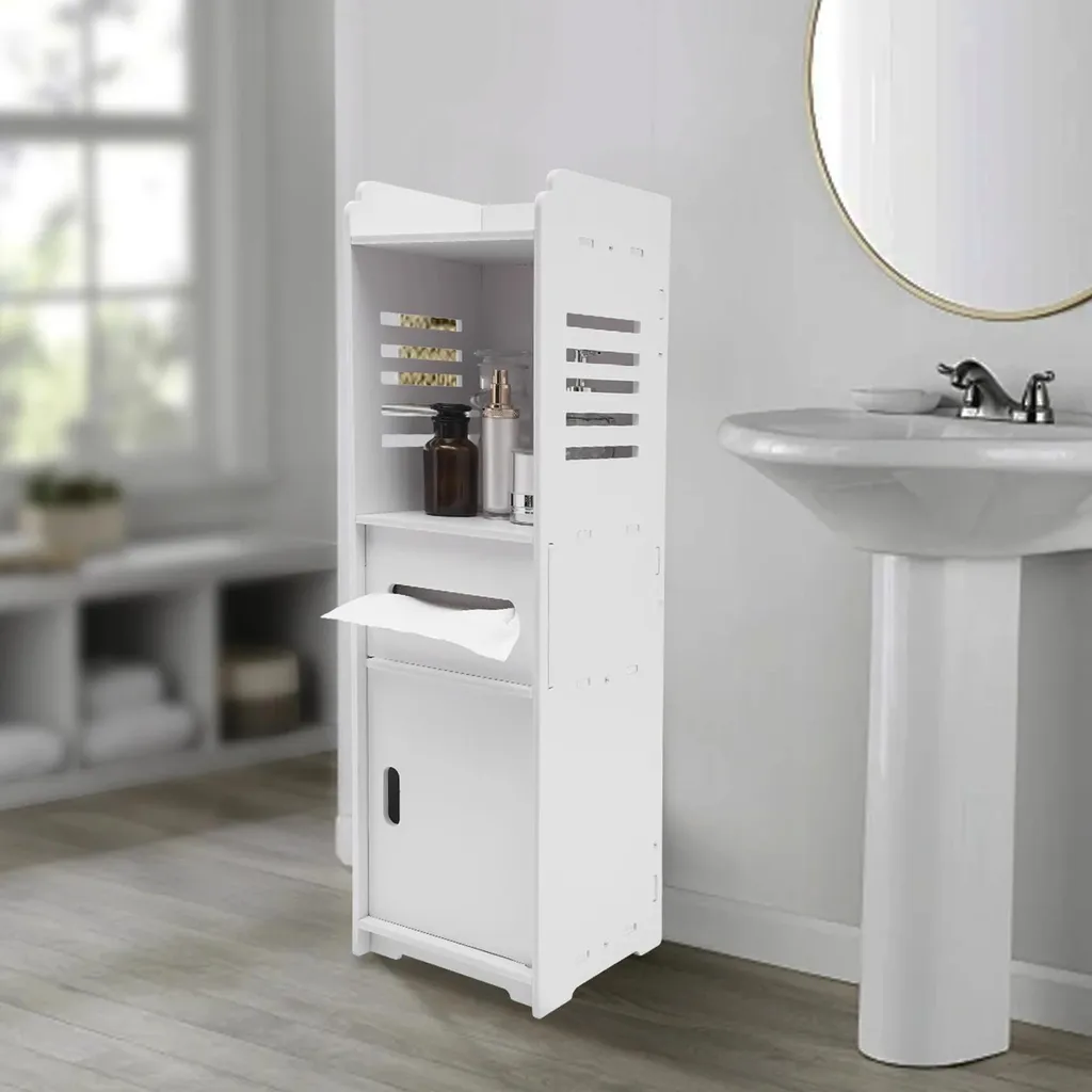 Meuble de rangement anti-humidité pour salle de bain blanc compact