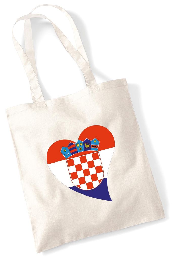 Huuraa Jutebeutel Kroatien Flagge Herz 10 Liter Natural Baumwolle Tasche Geschenkidee