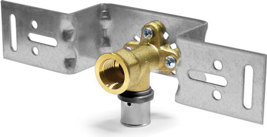 Pressfitting Einzel Wandscheibe + Montageplatte abgewinkelt, Größe 20x2 - Stichmaß einzel