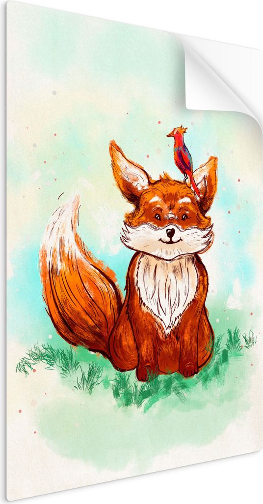 SpaceRebels Bilder Wandsticker 40x60 - Wanddeko Kinder Fuchs - Selbstklebende Wandtattoo Wandsticker - Modernes Bild auf PVC-Folie - Wandbild Kinde...
