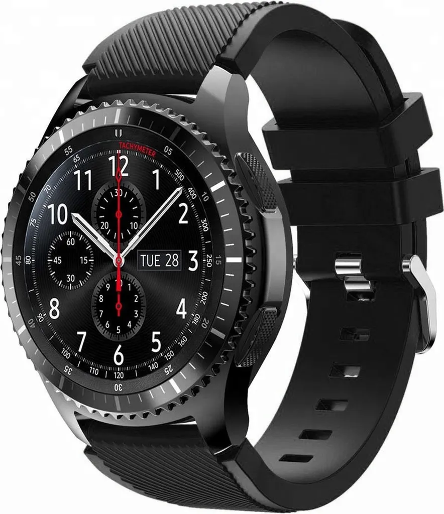 Cinturino 22mm Nero Compatibile con Samsung Gear S3 Huawei Ticwatch