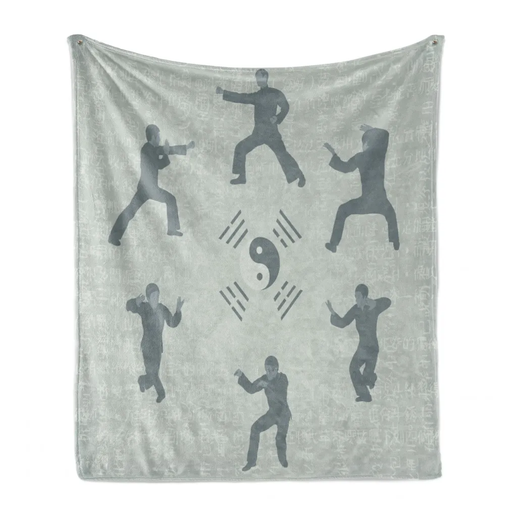 Coperta Pile Kung Fu Yin Yang ABAKUHAUS | Morbido Plaid Karate 125x175